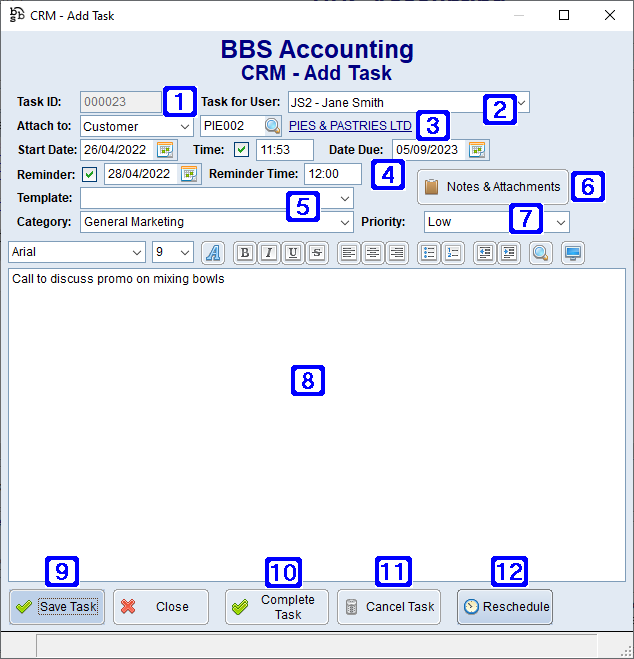 CRM - Add Task Screen CRM - Add Task Screen