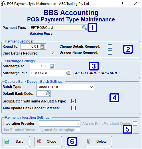 POS Payment Type Maintenance Screen POS Payment Type Maintenance Screen