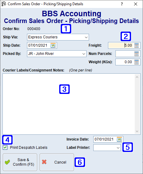 Confirm Sales Order - Picking/Shipping Details Screen Confirm Sales Order - Picking/Shipping Details Screen