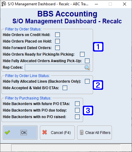 S/O Management Dashboard Recalc Screen S/O Management Dashboard Recalc Screen