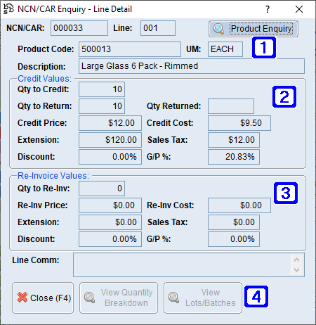 NCN/CAR Enquiry - Line Detail Screen NCN/CAR Enquiry - Line Detail Screen