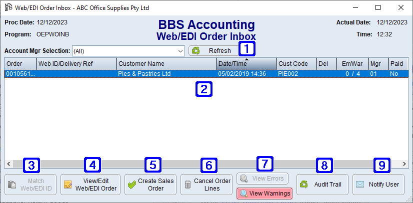 Web/EDI Order Inbox Web/EDI Order Inbox