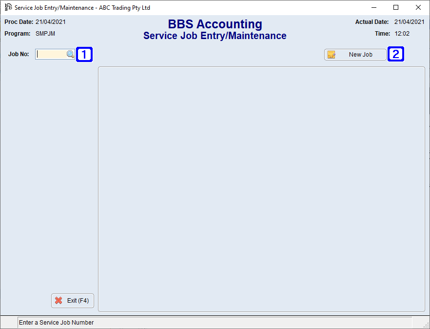 Service Job Entry/Maintenance Screen Service Job Entry/Maintenance Screen