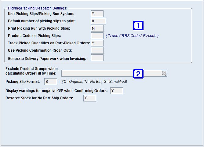 System Parameter Maintenance - Warehouse Settings Screen System Parameter Maintenance - Warehouse Settings Screen