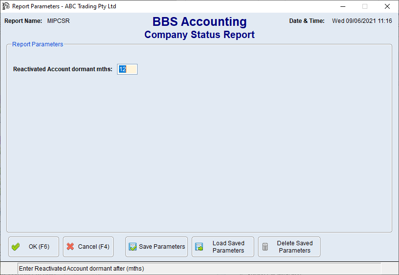 Company Status Report Screen Company Status Report Screen
