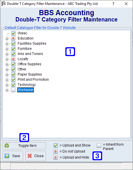 Double-T Category Filter Maintenance Screen Double-T Category Filter Maintenance Screen