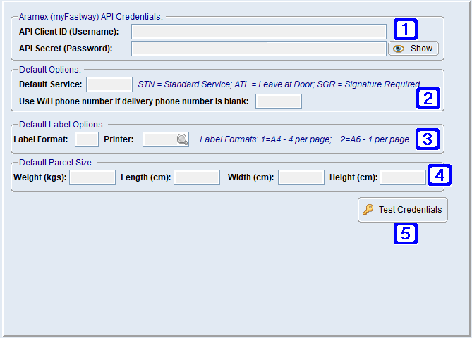 System Parameter Maintenance - Aramex (myFastway) Integration Screen System Parameter Maintenance - Aramex (myFastway) Integration Screen