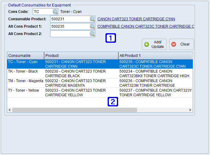 Consumables Tab Screen Consumables Tab Screen