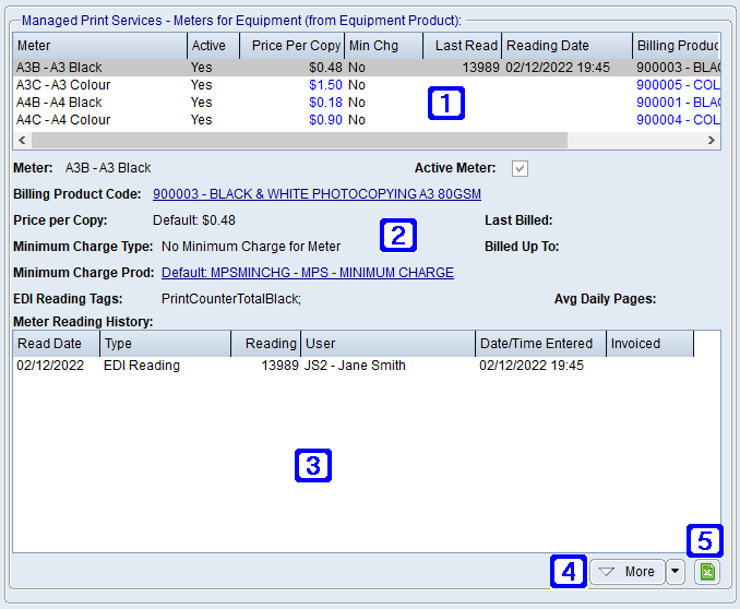 Global Equipment Enquiry - Meters Tab Screen Global Equipment Enquiry - Meters Tab Screen