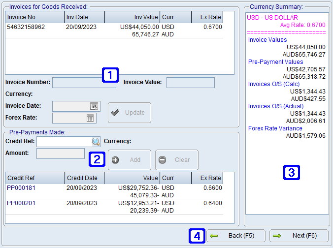 Overseas Import Shipment Entry/Maintenance - Goods Invoices & Pre-Payments tab Screen Overseas Import Shipment Entry/Maintenance - Goods Invoices & Pre-Payments tab Screen
