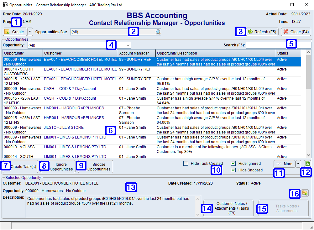 Contact Relationship Manager - Opportunites Screen