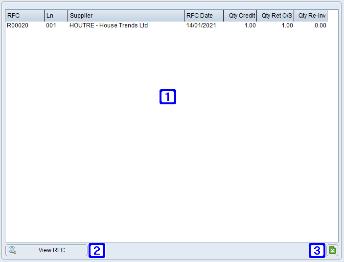 Outstanding RFC Tab Screen Outstanding RFC Tab Screen