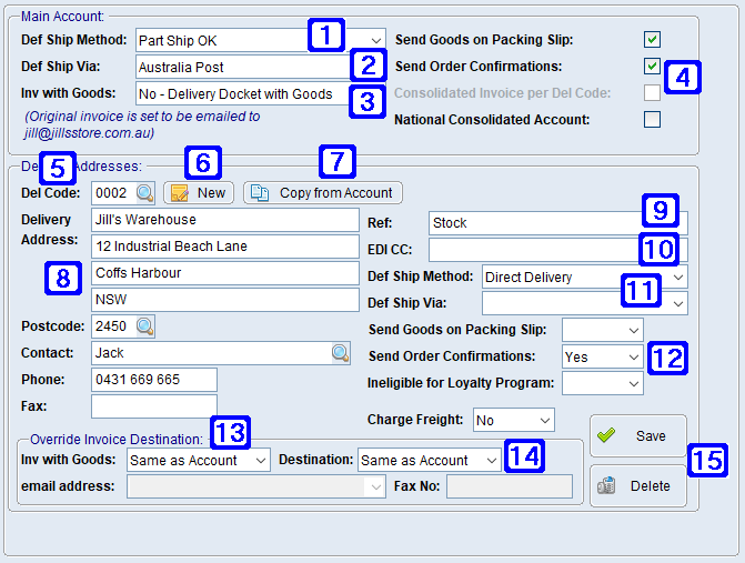 Shipping/Delivery Tab Screen Shipping/Delivery Tab Screen