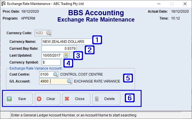 Exchange Rate Maintenance Screen Exchange Rate Maintenance Screen