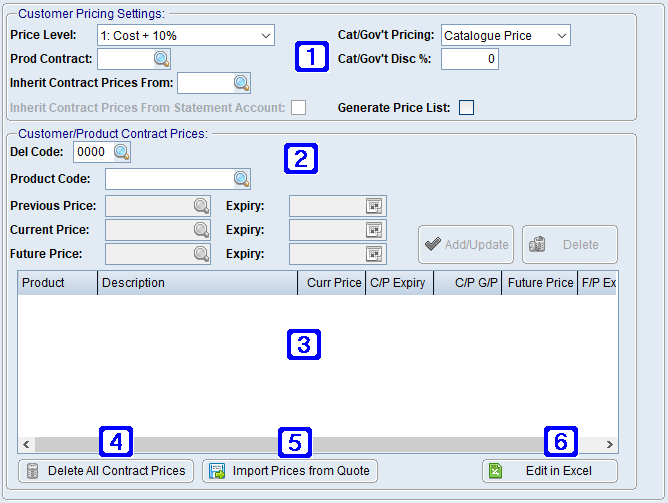 Customer/Contract Pricing Tab Screen Customer/Contract Pricing Tab Screen