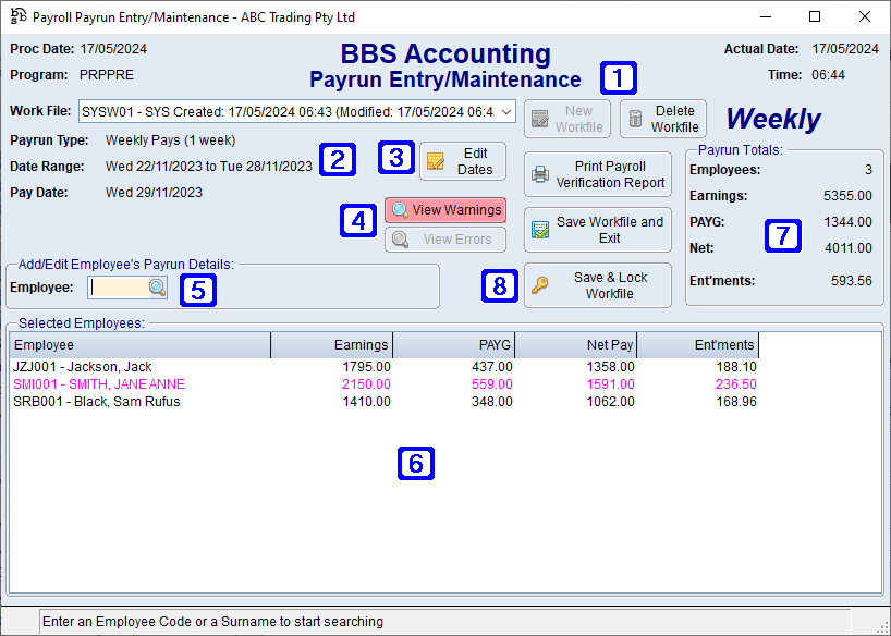 Payrun Entry/Maintenance Screen Payrun Entry/Maintenance Screen
